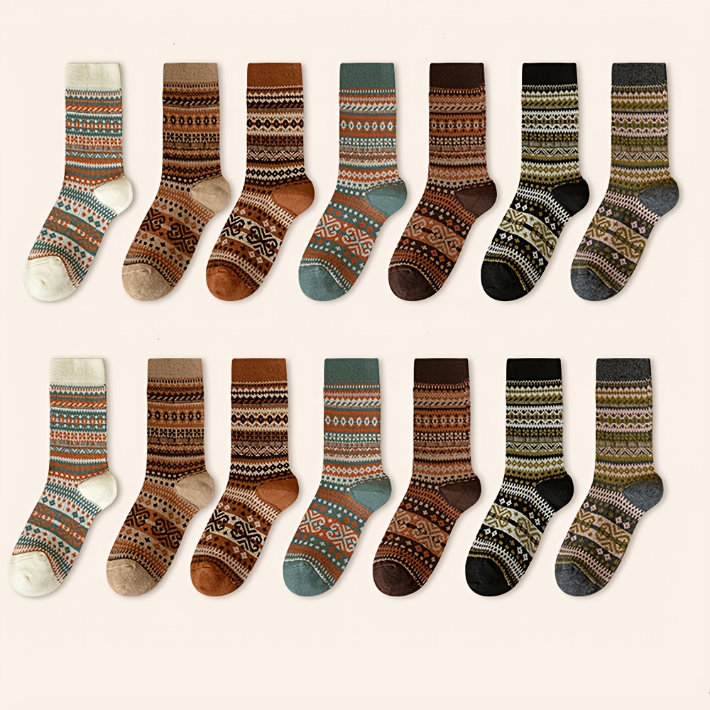 Retro 7-Color Mid-Calf Socks f - Ethnic Fashion Designers recension och pris