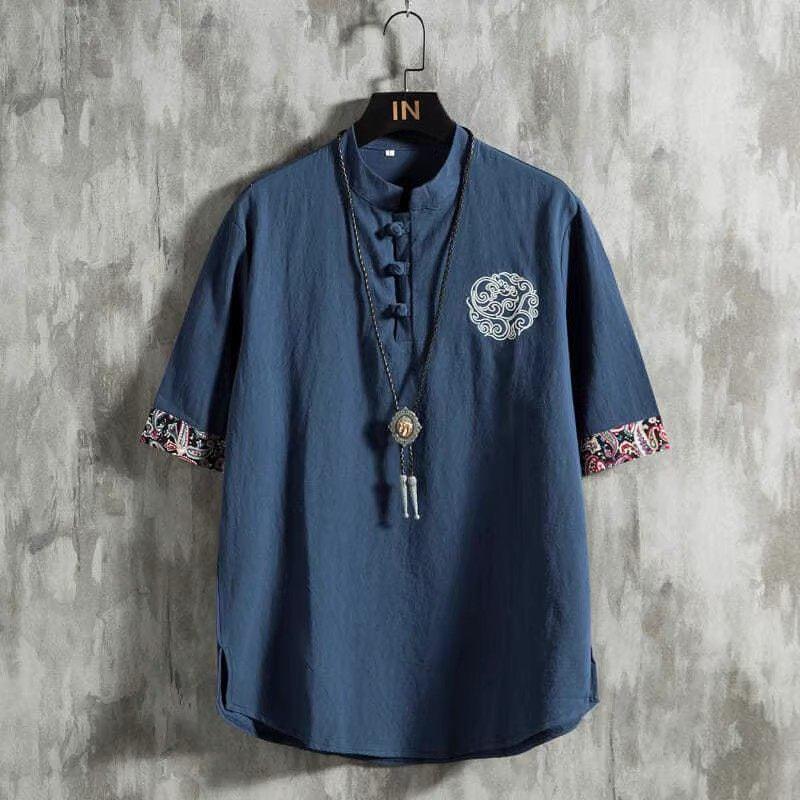 Linen Short Sleeve T-Shirt Men - Urban Ethnic Fashion recension och pris