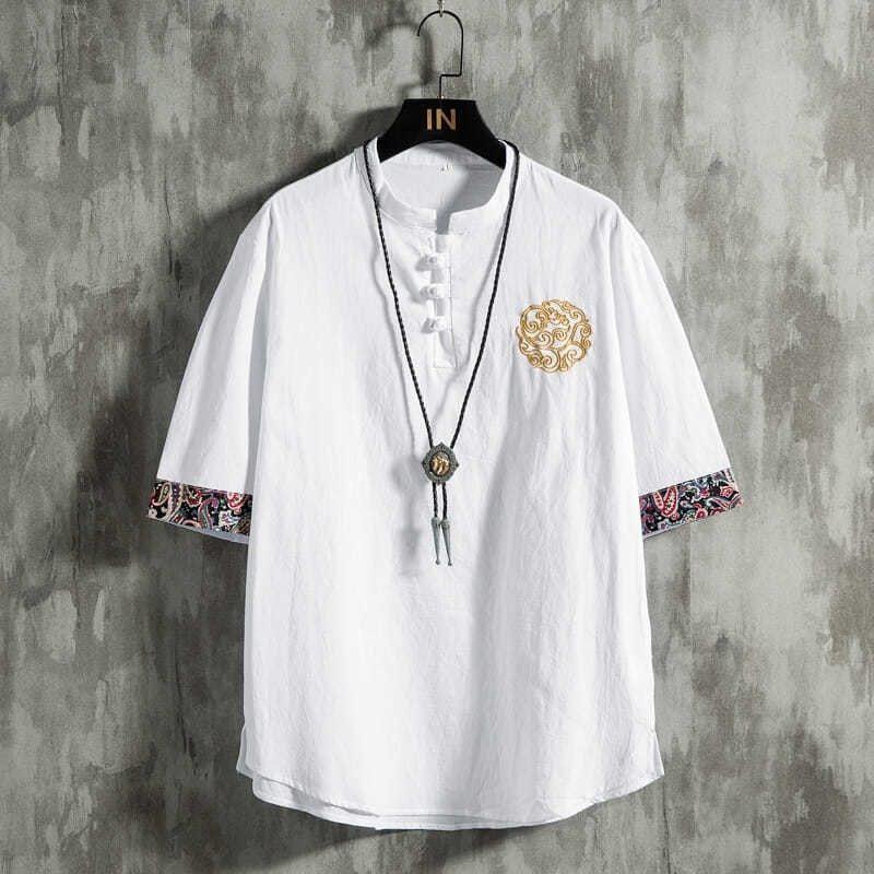 Linen Short Sleeve T-Shirt Men - Urban Ethnic Fashion recension och pris
