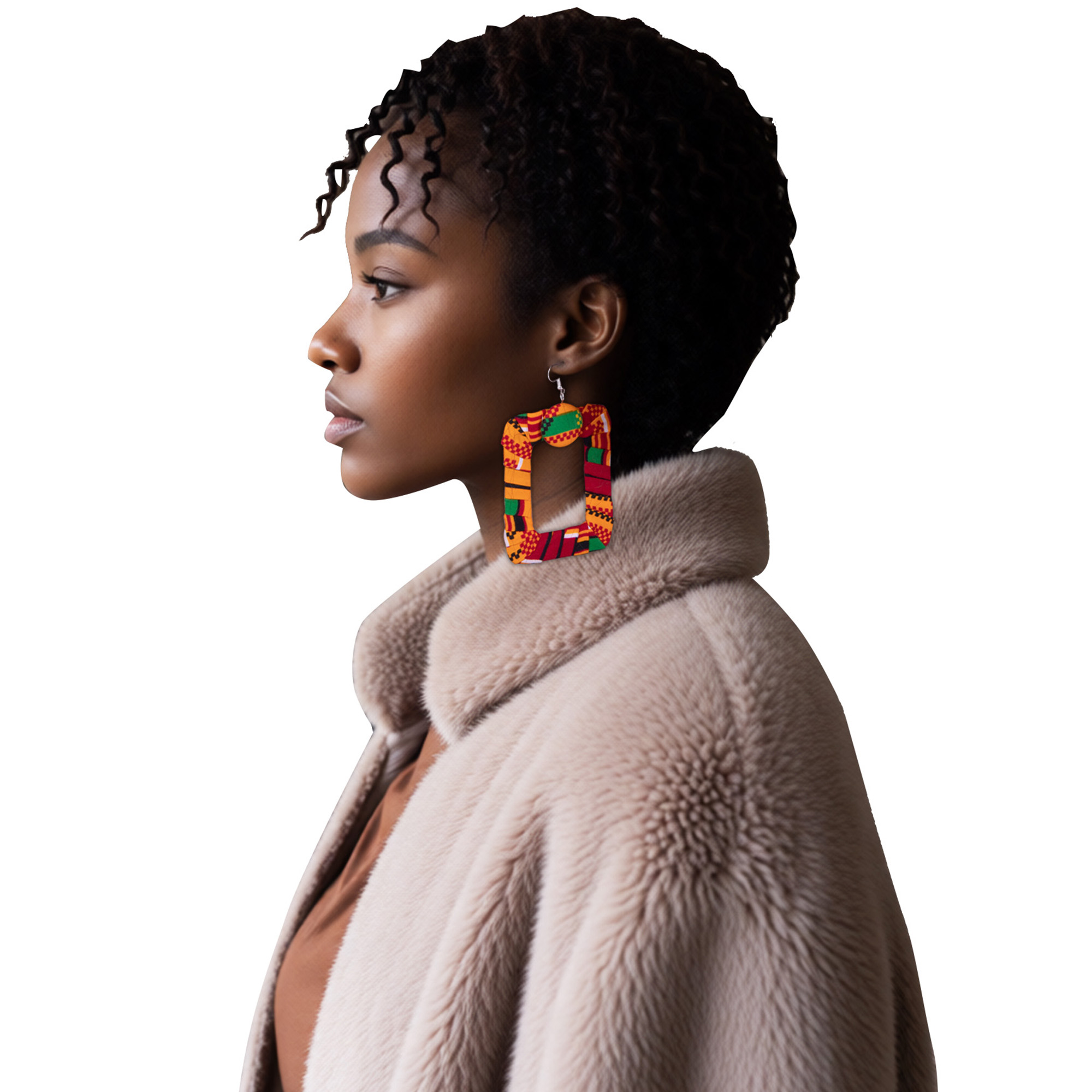 African Wax Print Square Hoop  - Ethnic Fashion Wear For Women recension och pris