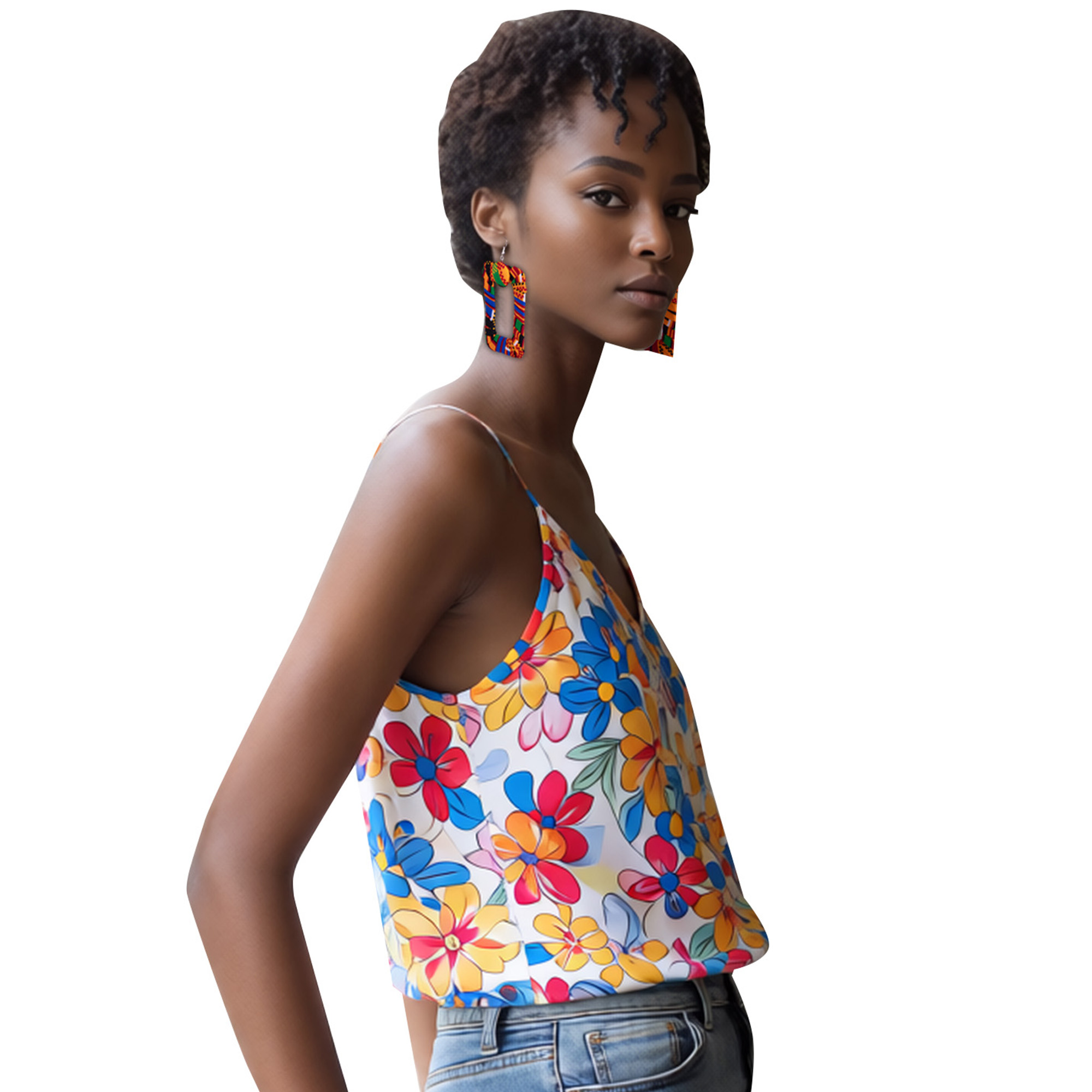 African Wax Print Square Hoop  - Ethnic Fashion Wear For Women recension och pris